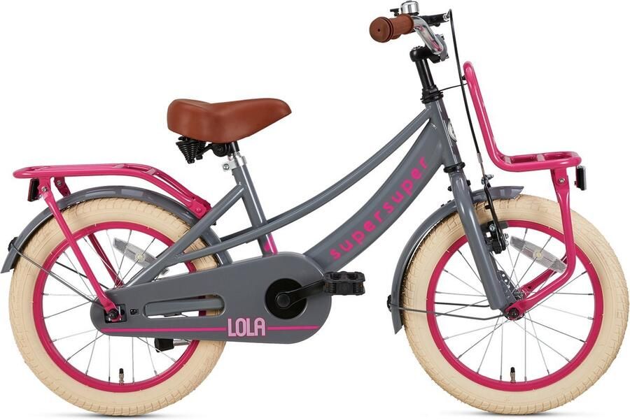 Supersuper Lola 16 Inch 25 4 cm Meisjes Terugtraprem Roze Grijs
