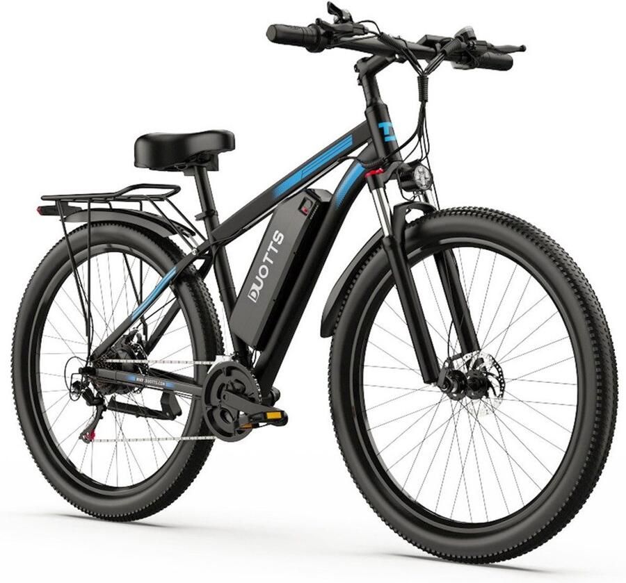 Sweetrich Elektrische Fiets DUOTTS C29 Krachtige 720Wh Verwijderbare Accu-29 inch City E-bike voor woon werkverkeer 21 Versnellingen Kettenschakeling Achterwielaandrijving met Brushless Motor Inclusief Bagagedrager en LED-verlichting- Zwart