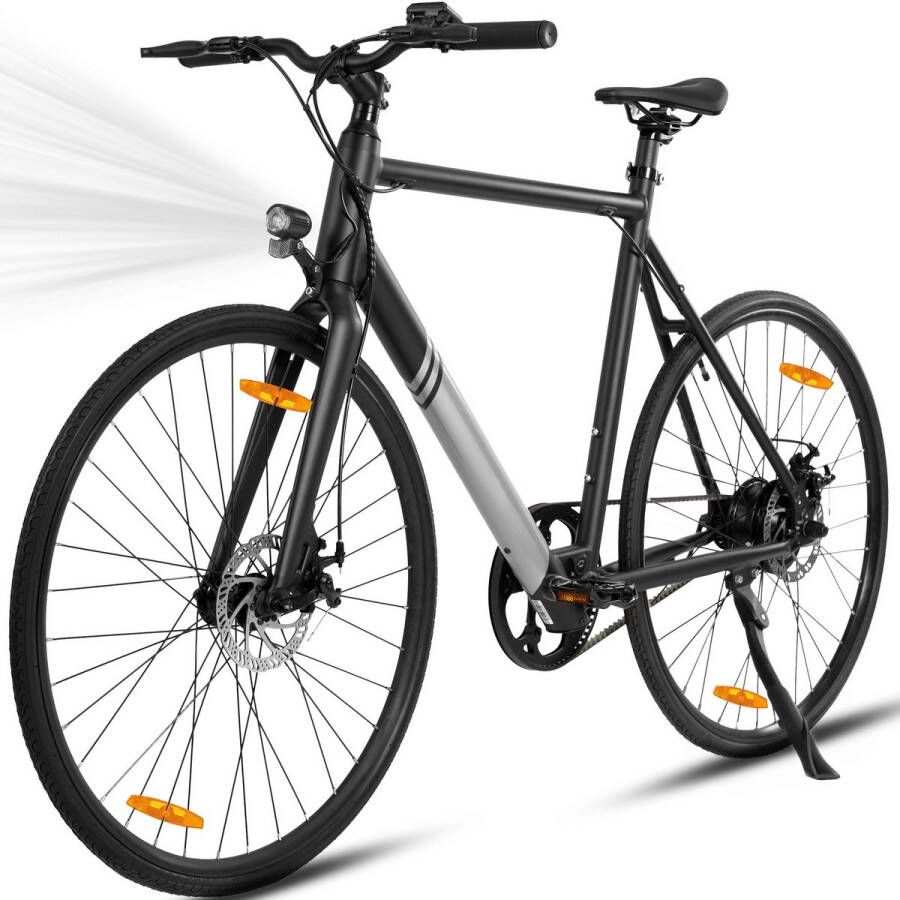 TAB Elektrische Fiets Urban Street Pro 28 Inch Lichtgewicht Citybike 252Wh Geïntegreerde Accu 250W Achterwielmotor Riemenaandrijving Tektro Mechanische Schijfremmen 700x28C Stadsbanden LCD Display Zwart