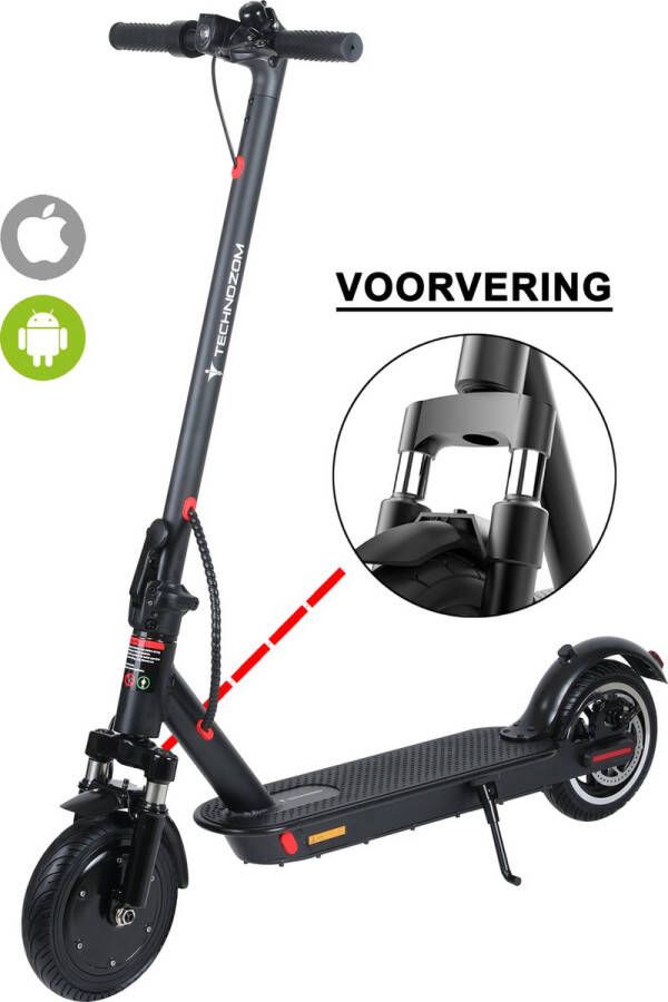 Technozom Techno GO Elektrische Step met Vering Inclusief Slot 350W motor 25 km u Bereik 25-35km Voorvering E-Step Met APP 8 5” Anti-lek Banden Zwart