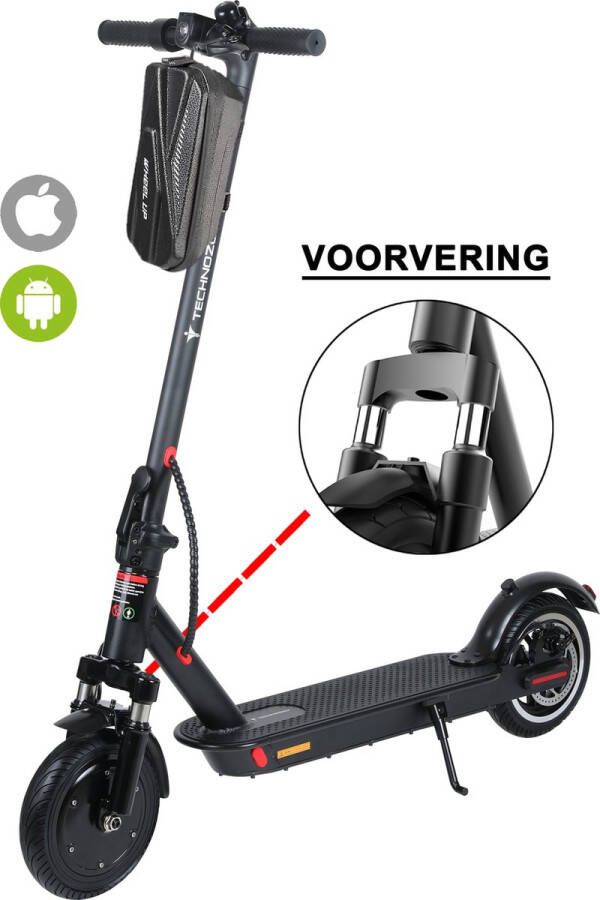 Technozom Techno GO Elektrische Step voor Volwassenen en Kinderen 350W motor 30 km u Bereik 25-35km Voorvering E-Step Met APP 8 5” Anti-lek Banden Zwart Inclusief Stuurtas