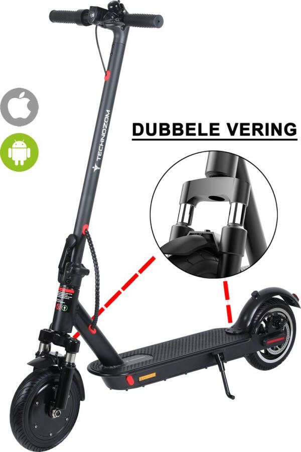 Technozom Techno GO PLUS Elektrische Step met Vering Inclusief Slot 350W motor 25 km u Bereik 25-35km Voor en Achtervering E-Step Met APP 8 5” Anti-lek Banden Zwart