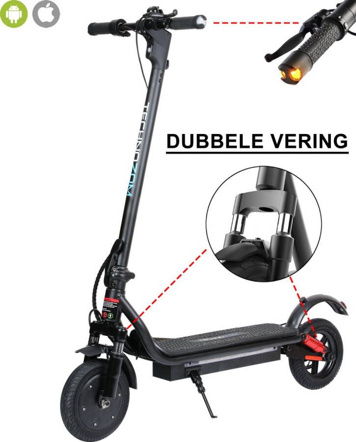 Technozom Techno MAX Elektrische Step met Voor Achter Vering 25 km u Bereik tot 30km Dubbele Vering Richtingaanwijzers Met Smart APP 8 5” Anti-lek Banden Zwart