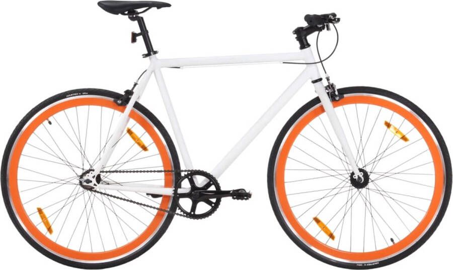 The Living Store Fiets met vaste versnelling 700 c 51 cm wit en oranje Stadsfiets Single Speed Fiets Fietsen Fietsen Lichte Fiets