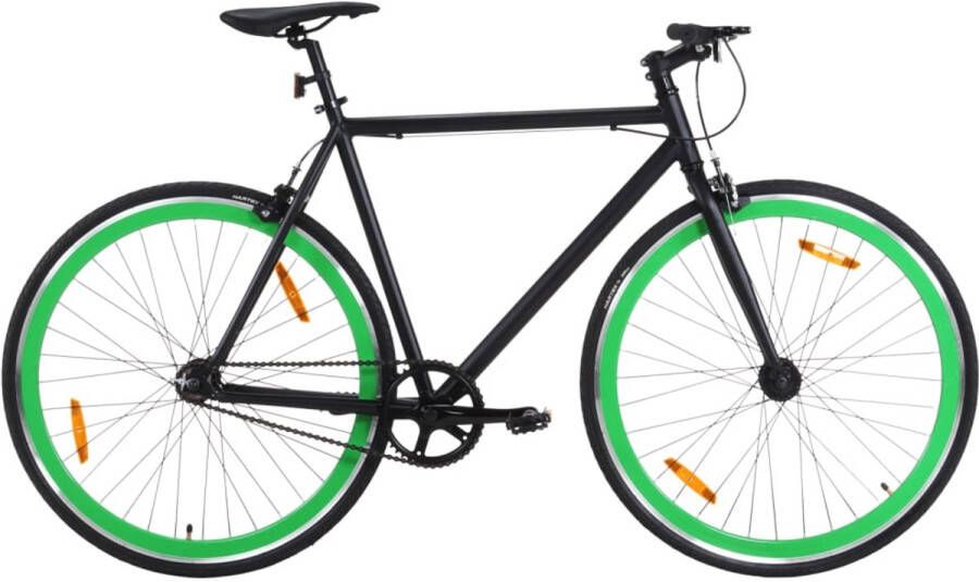 The Living Store Fiets met vaste versnelling 700 c 55 cm zwart en groen Fietsen Stadsfiets Singlespeed Elektrische Fiets Damesfiets