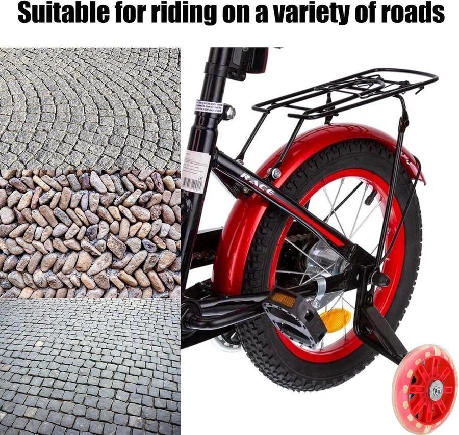 TheLau Fietssteunwielen Kinderfiets Verstelbare Hulpwielen Universeel Stabilisatoren 12-20 Inch (1 Paar Zwart)