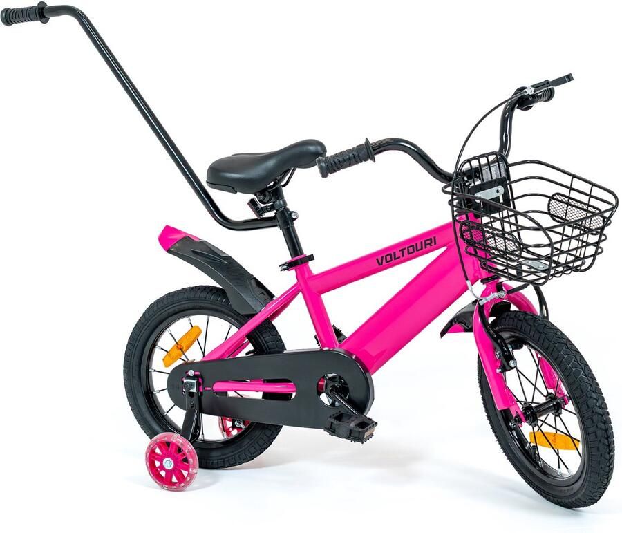 THUNDER Kinderfiets 14 inch Zijwieltjes met licht duwstang dje 3-6 jaar