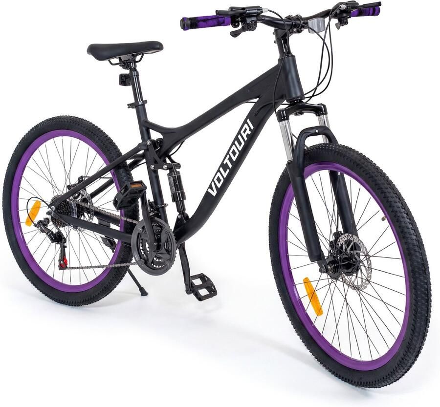 THUNDER VOLTOURI Mountainbike 26 inch 21 Versnellingen Shi o Zwart Paars Voor & Achtervering Schijfrem