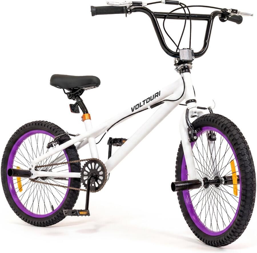 THUNDER VOLTURI Freestylefiets 20 Inch Freestylefiets met 360° Rotor & 4 Pegs Kinderfiets voor en Wit