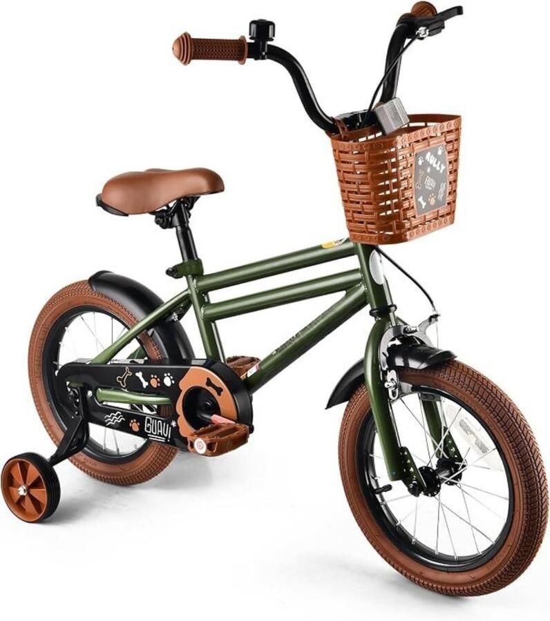 Thuys Kinderfiets 14 Inch met Zijwieltjes – 3–5 Jaar – Mandje – Terugtraprem