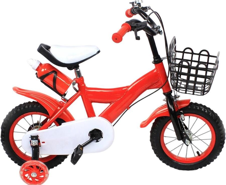 TIM. TIM kinderfiets – Kinderfiets vanaf 3 jaar – Loopfiets – Met Wieltjes – 12 Inch – Sportief – In Hoogte Verstelbaar – Voor en – Met Slijtvaste Banden Rood 90cm × 45cm × 60cm