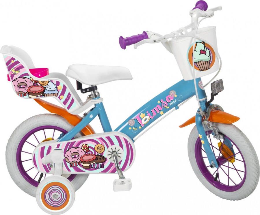 Toimsa Sweet Fantasy Meisjesfiets Kinderfiets voor Meisjes 12 Inch 21 cm Trommelrem Blauw
