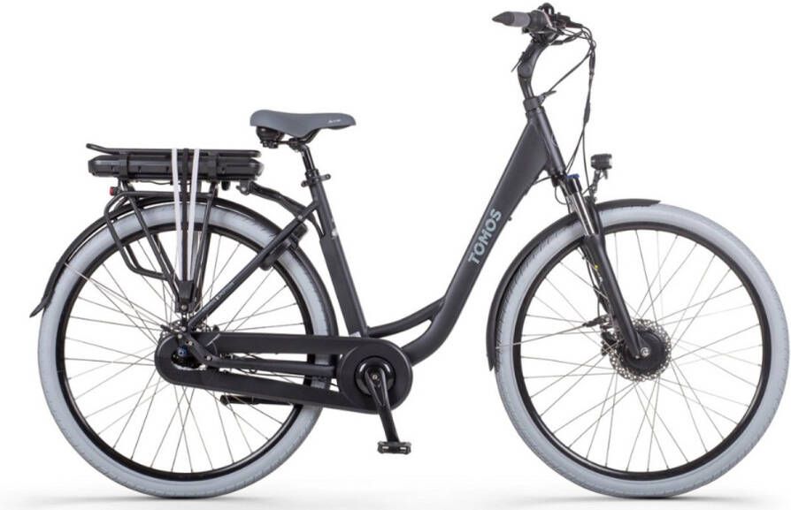 Tomos EB 07 Elektrische Fiets – E-bike – Rijklaar Geleverd Lage Instap Framemaat 55 Uitneembare Accu 28 Inch 250W Ananda Motor 90 km Actieradius Coal Black Matt