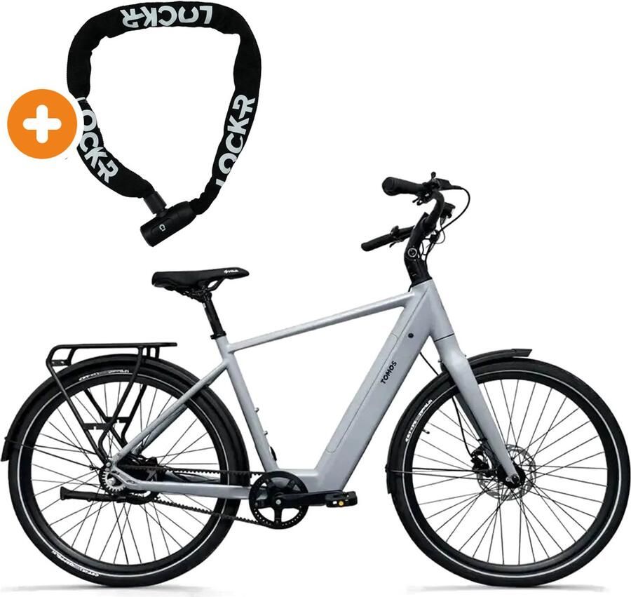 Tomos EB 03 Elektrische Fiets 28 inch 250W motor Actieradius tot 70 km Hydraulische schijfrem 360Wh accu Grijs Mat