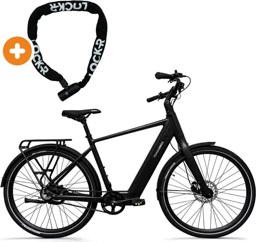 Tomos EB 03 Elektrische Fiets 28 inch 250W motor Actieradius tot 70 km Hydraulische schijfrem 360Wh accu Zwart Mat