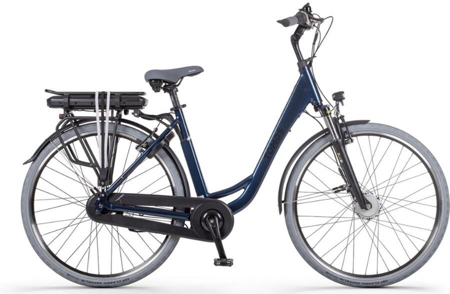 Tomos EB 06 Elektrische Fiets – E-bike – Rijklaar Geleverd Lage Instap Framemaat 55 Uitneembare Accu 28 Inch 250W Ananda Motor 90 km Actieradius Dark Blue Glossy