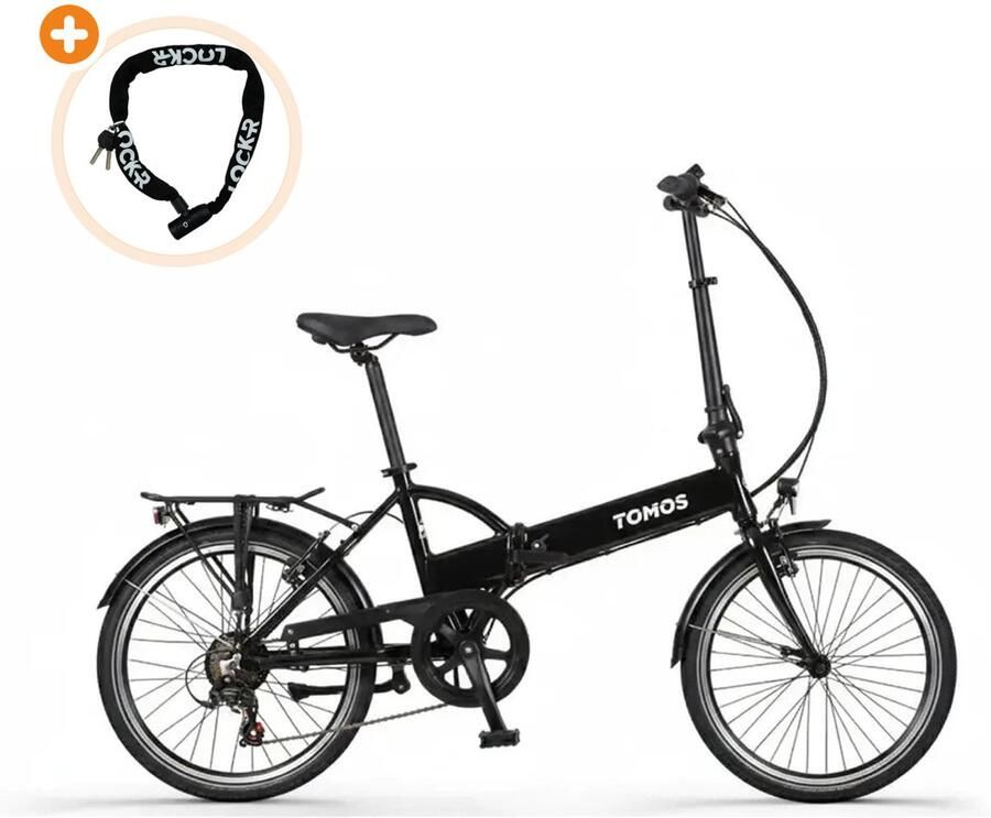 Tomos EB 10 Elektrische Fiets 26 inch 250W motor Actieradius tot 70 km 7 versnellingen 345Wh accu Lage instap Antraciet Glans