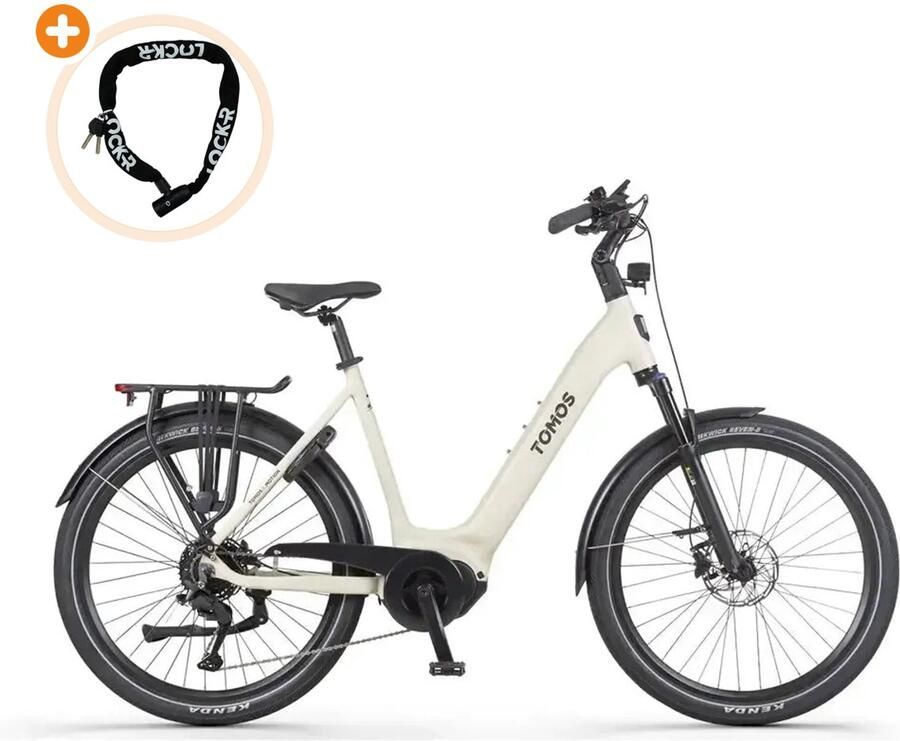 Tomos EB 17 Elektrische Fiets 28 inch 250W motor Actieradius tot 160 km 9 versnellingen Hydraulische schijfrem Kiezel Grijs Mat