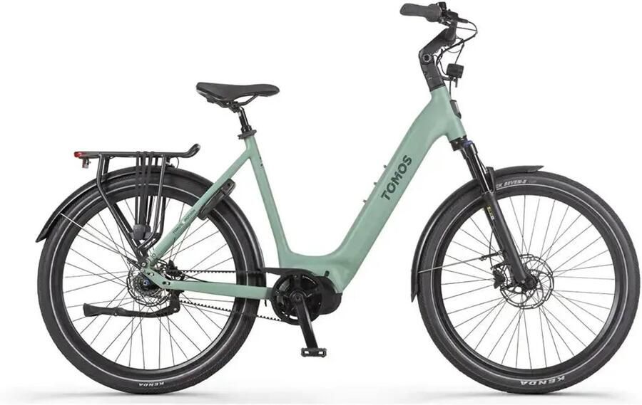 Tomos EB 19 Elektrische Fiets 28 inch 250W motor Actieradius tot 160 km 7 versnellingen Hydraulische schijfrem Mintgroen Mat