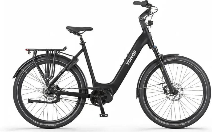 Tomos EB 19 Elektrische Fiets 28 inch 250W motor Actieradius tot 160 km 7 versnellingen Hydraulische schijfrem 748Wh accu Zwart Mat