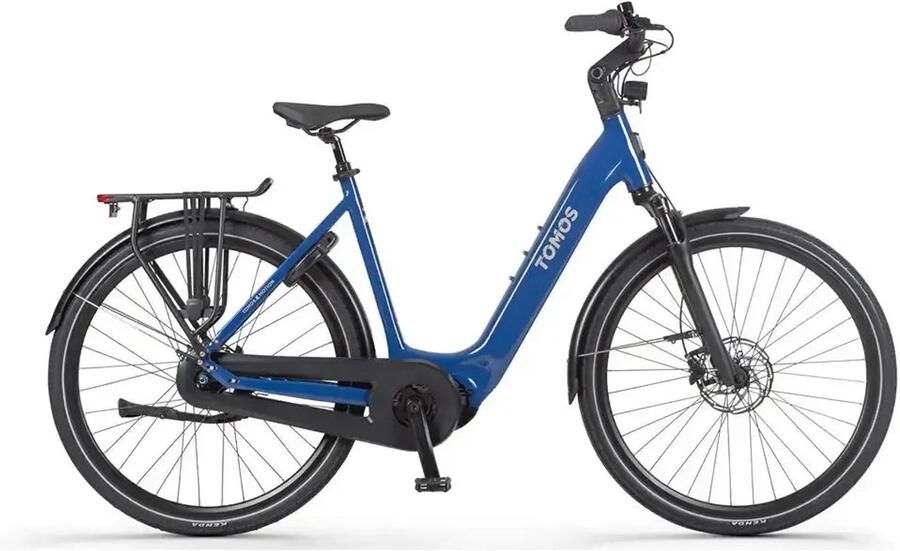 Tomos EB 20 Elektrische Fiets 28 inch 250W motor Actieradius tot 160 km 7 versnellingen Hydraulische schijfrem Blauw Saffier Glans