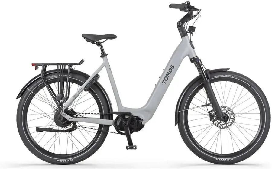 Tomos EB 22 Elektrische Fiets 28 inch 250W motor Actieradius tot 160 km Hydraulische schijfrem 748Wh accu Grijs Pastel Mat