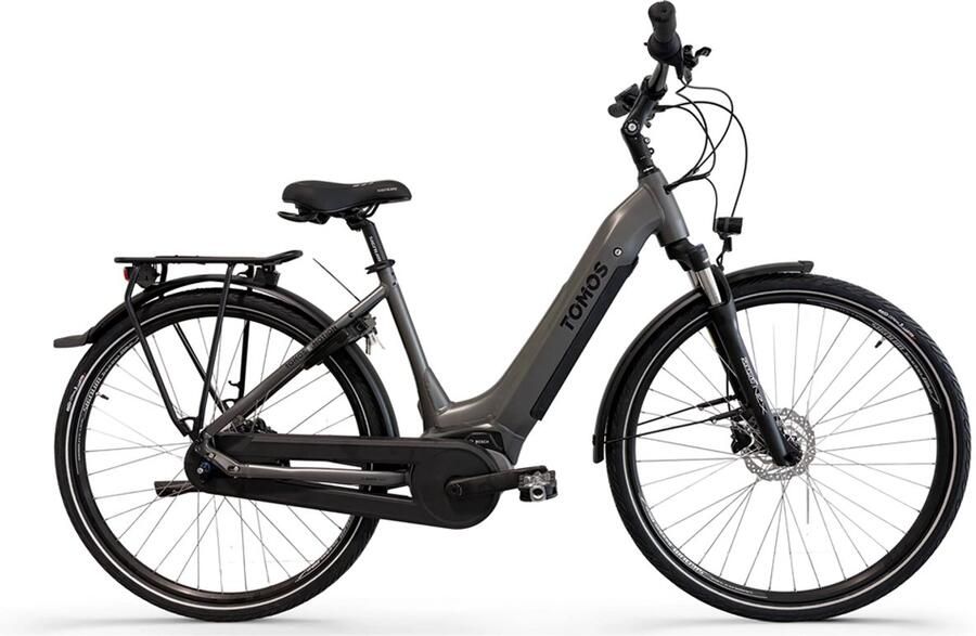 Tomos EB 25 Elektrische Fiets 250W middenmotor 7 versnellingen Hydraulische schijfrem 500Wh accu Grijs