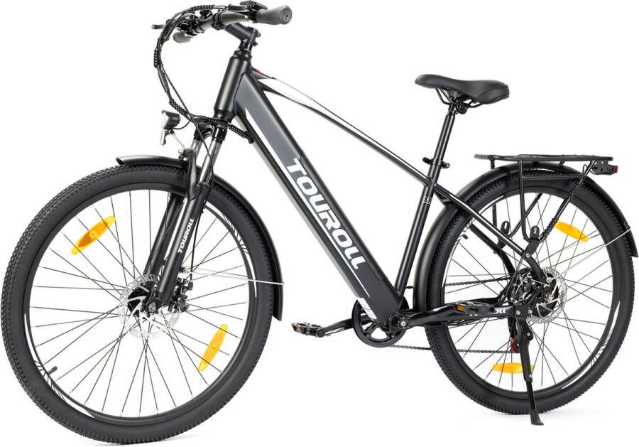 Touroll J1 27 5 inch Trekking Bike met 250W Motor 36V 15.6Ah Batterij Max 100km Bereik 1.8 LCD Display Shimano 7-Speed Schijfrem Zwart