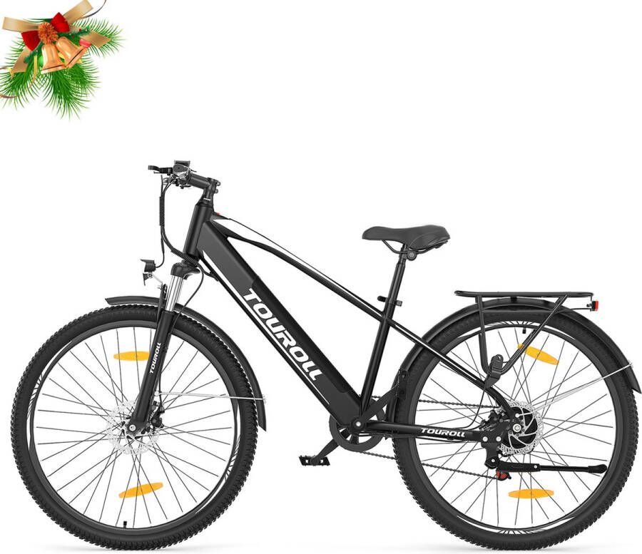 Touroll J1 27 5 inch Trekking Bike met 250W Motor 36V 15.6Ah Batterij Max 100km Bereik 1.8 LCD Display Shimano 7-Speed Schijfrem Zwart