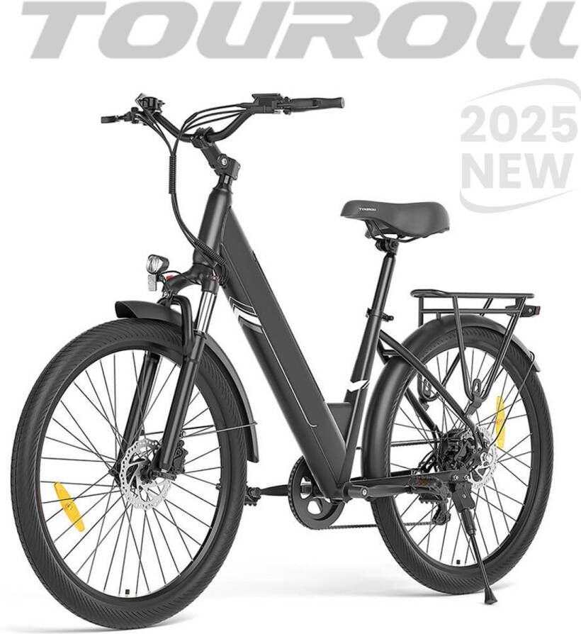 Touroll J1 Pro Elektrische Fiets 36V 15 6Ah 250W Zwart Hydraulische Schijfrem 100km Bereik 7 Versnellingen Shi o