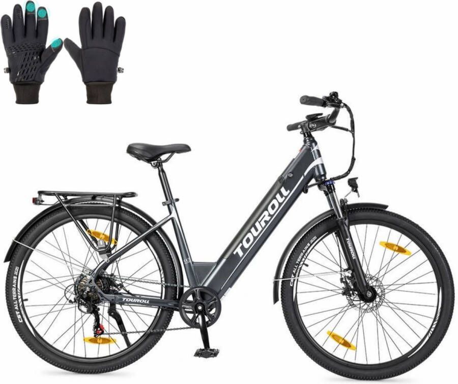 Touroll J1 ST 27 5 inch Trekking Bike met 250W Motor 36V 15.6Ah Batterij Max 100km Bereik 1.8 LCD Display Shimano 7-Speed Schijfrem Zwart