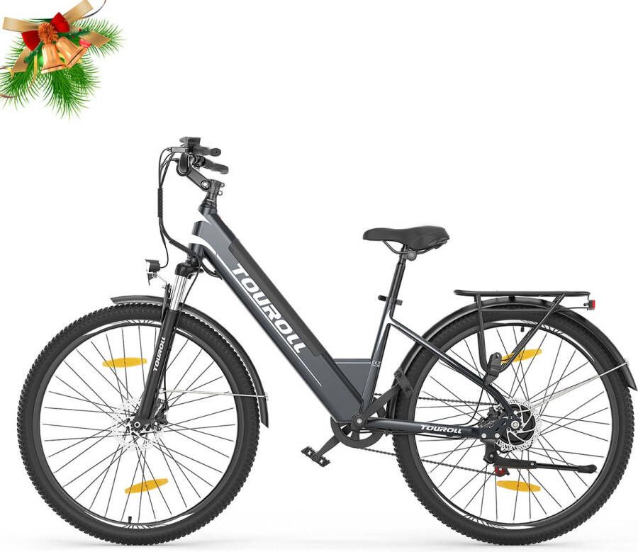 Touroll J1 ST 27 5 inch Trekking Bike met 250W Motor 36V 15.6Ah Batterij Max 100km Bereik 1.8 LCD Display Shimano 7-Speed Schijfrem Zwart