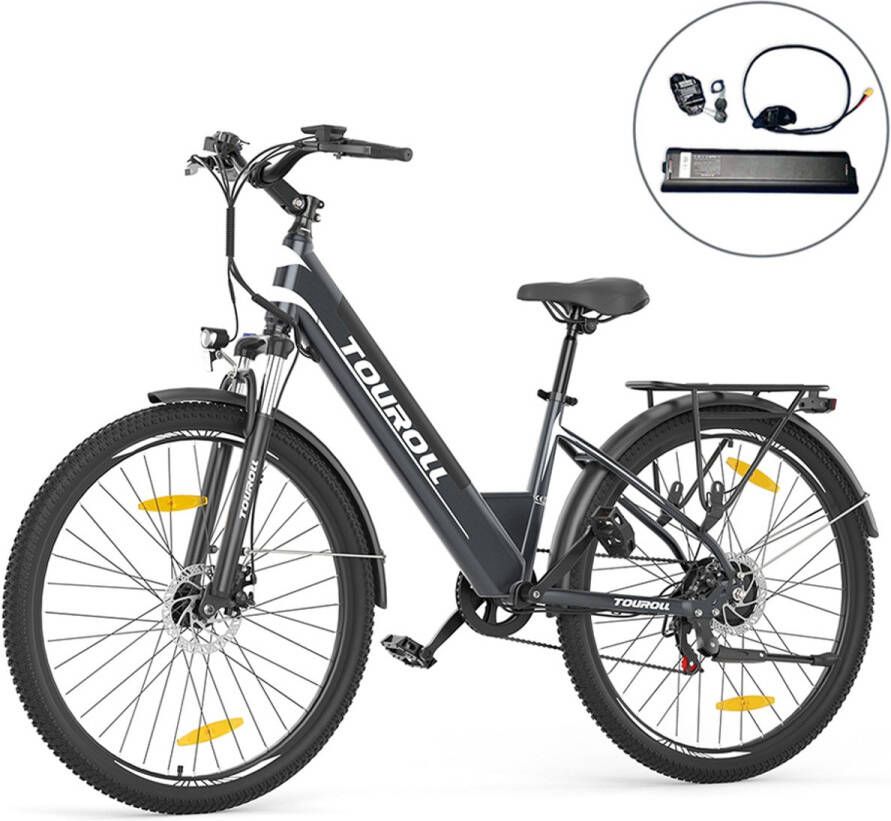 Touroll J1 ST 27 5 inch trekkingfiets met 250W motor 36V 15.6Ah batterij (max. 100km bereik) 1.8 LCD-display Shimano 7-speed en schijfremmen.Wordt geleverd met een vervangbare originele batterij