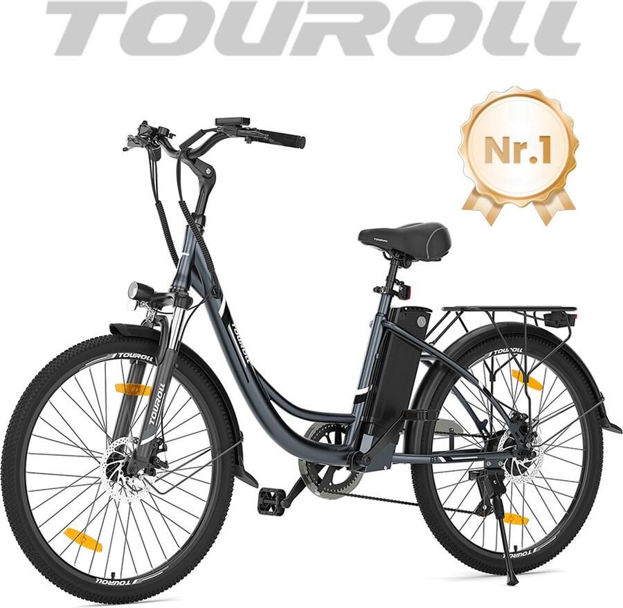 Touroll B1 26 inch Elektrische Stadsfiets E-bike Lage Instap 90 km Actieradius Shi o 7 Versnellingen Voorvering 250W Motor