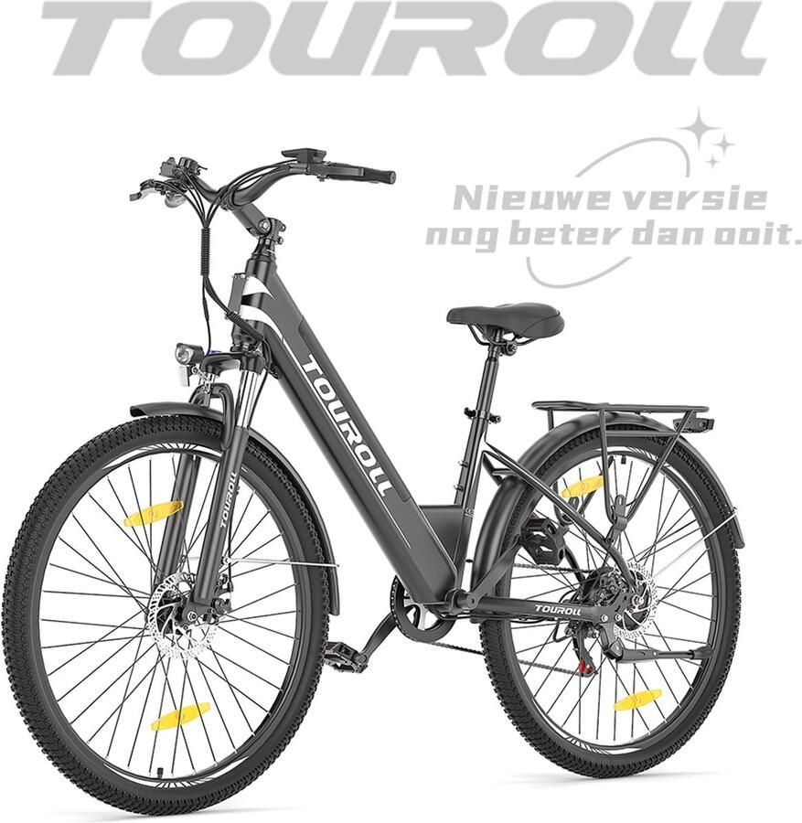 Touroll J1 ST 27 5 inch Trekking Bike met 250W Motor 36V 15.6Ah Batterij Max 100km Bereik 1.8 LCD Display Shi o 7-Speed Schijfrem Zwart