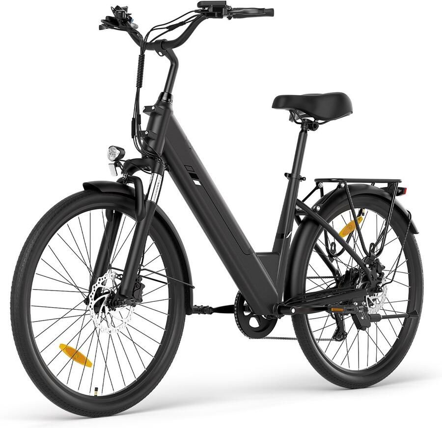 Touroll J2 ST Pro Elektrische Stadsfiets – Lage Instap – 250W Motor – 45 Nm Koppel – Hydraulische Schijfrem – 561 6Wh Accu – 100 km Bereik – 7 Versnellingen – Voorvorkvering – StVZO Verlichting – Zwart