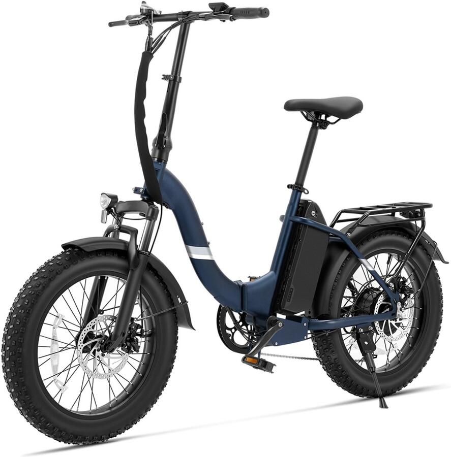 Touroll S2 Pro Opvouwbare Elektrische Fiets 250W 150km Bereik 48V 15Ah Batterij 20 Dikke Banden Shi o 7 Versnellingen Lage Instap Bagagerek StVZO Verlichting Zwart Blauw