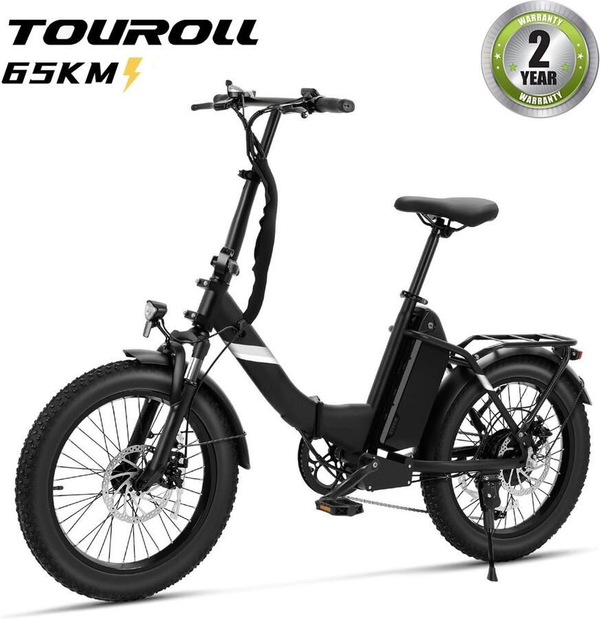 Touroll S3 inklapbare vetband elektrische fiets 20 inch 250W achterwielmotor 40Nm koppel Shi o 7 versnellingen 468Wh afneembare accu actieradius tot 65 km voorvering achterdrager tot 20kg belasting voor koeriers en natuurritten