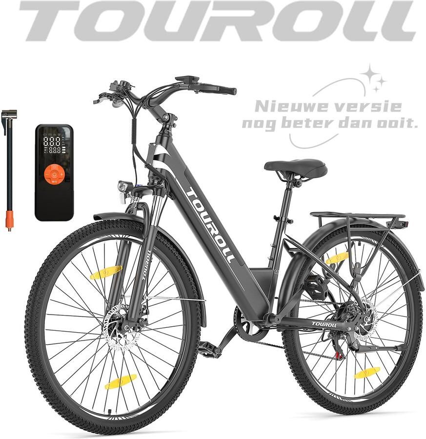 Touroll 【Tijdelijke aanbieding: afneembare voor d en bekerhouder + premium elektronische bandenpomp】 J1 ST 27 5 inch Trekking Bike met 250W Motor 36V 15.6Ah Batterij Max 100km Bereik 1.8 LCD Display Shi o 7-Speed Schijfrem Zwart - Foto 2