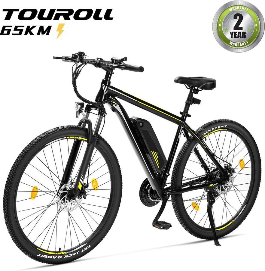 Touroll U1 29-inch Off-Road Tire elektrische MTB fiets met 250W motor 36V 13Ah verwisselbare batterij max 65km actieradius Shi o 21 versnellingen schijfrem IPX4 waterdicht Zwart - Foto 1