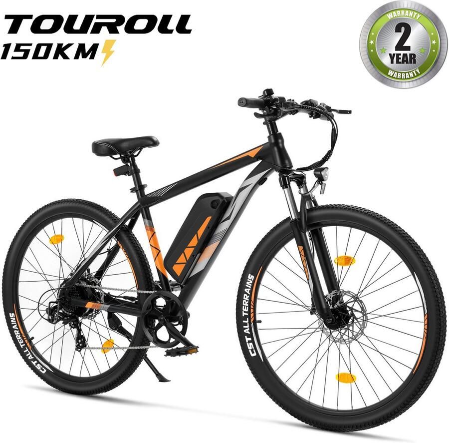 Touroll U2 Pro Elektrische Fiets 250W 150km Bereik 48V 15Ah Batterij 29 Banden Shi o 8 Versnellingen Hydraulische Schijfrem 80mm Vering LED Display Zwart