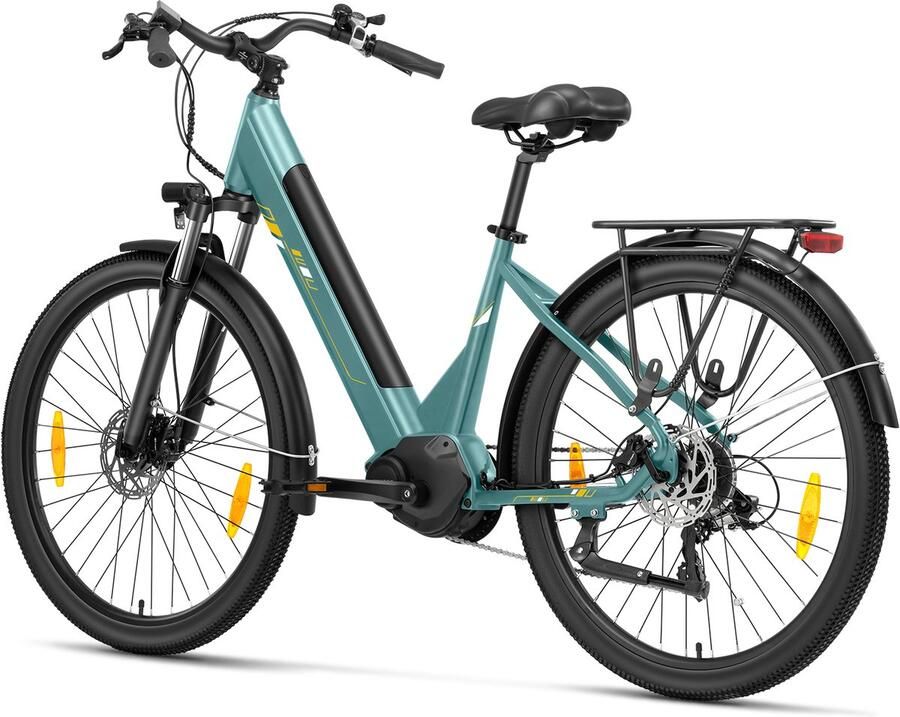 Touroll Urbano 3 Elektrische Fiets 250W Mid-Motor 70Nm Koppel 468Wh Accu (max 150km) Hydraulische Schijfrem Shi o 7 Versnellingen Vering met Lockout Comfortabel Step-Through Frame 27.5 inch Teal - Foto 2