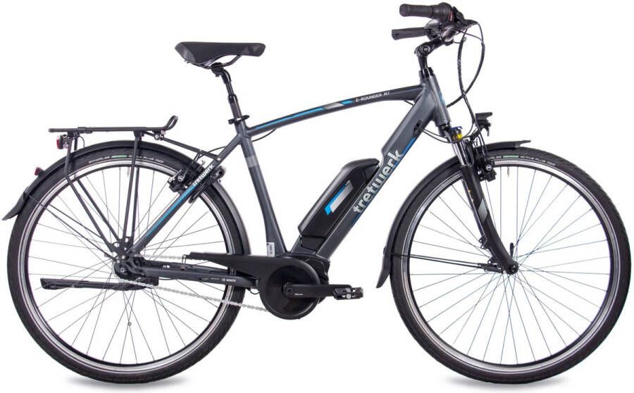 Chrisson E-Rounder N7 Elektriche Fiets 28 Inch E-bike 53 cm Middenmotor Herenfiets 7 Versnellingen V-Brakes Grijs