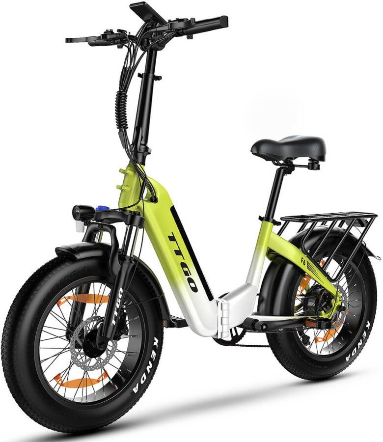 TTGO Elektrische Fiets F6 E-MTB Vouwfiets 20x4 Inch Fatbike voor Sneeuw 900 Wh(incl. Oplader) Bereik tot 80 km 36V 25Ah Accu 7 Versnellingen Shi o Achterwielmotor Hydraulische Schijfrem Elektrische mountainbike met LCD-display-Groen
