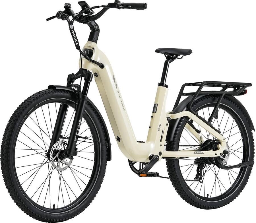 TTGO 27 5 inch Elektrische Fiets Full Suspension Elektrische Mountainbike -Softtail Frame 120 km Actieradius 720Wh Grote Accu(48V 15Ah) 70Nm Krachtig Koppel Hydraulische Schijfrem Shi o 7 Versnellingen Elektrische Stadsfiets Wit
