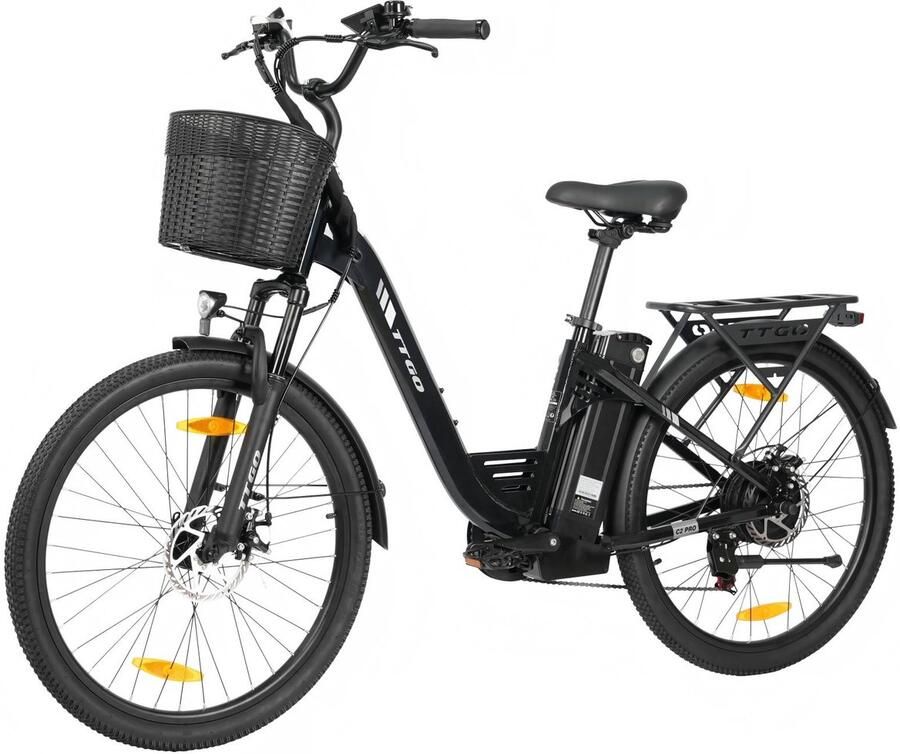 TTGO C2 PRO Elektrische Fiets 250W Motor 36V18Ah Accu 26x1.95 Banden Max Snelheid 25km u Max Bereik 80-120km Shi o 7 Versnellingen Zwart