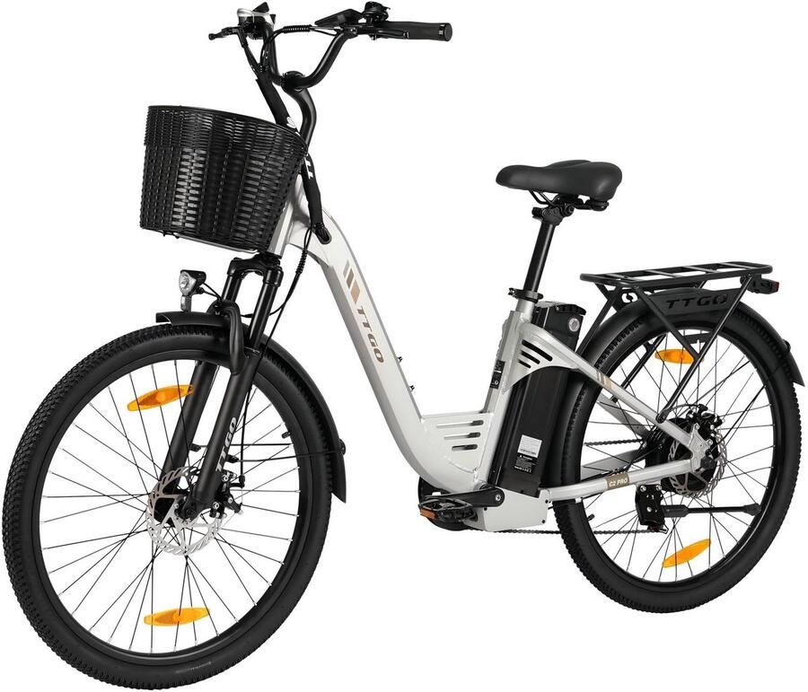 TTGO C2 PRO Elektrische Fiets 250W Motor 36V18Ah Accu 26x1.95 Banden Max Snelheid 25km u Max Bereik 80-120km Shi o 7 Versnellingen Zilver