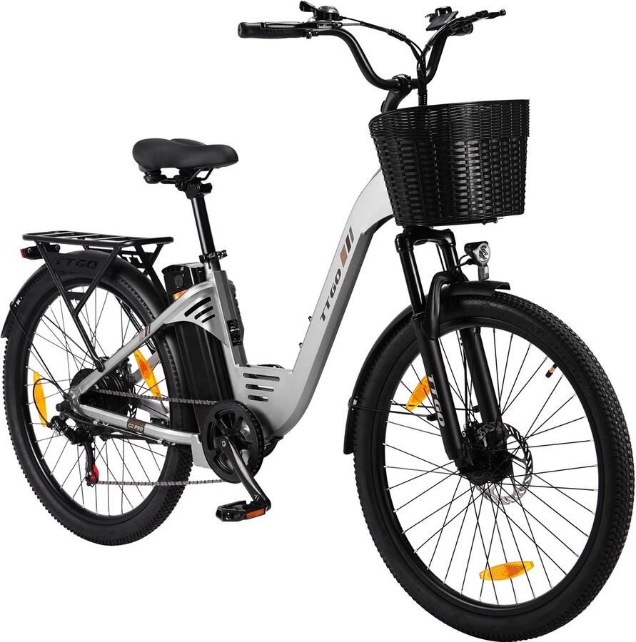 TTGO C2PRO E-bike 25 km u 26inch 80km actieradius 250W motor 36V18Ah accu 52NM zilver - Foto 2