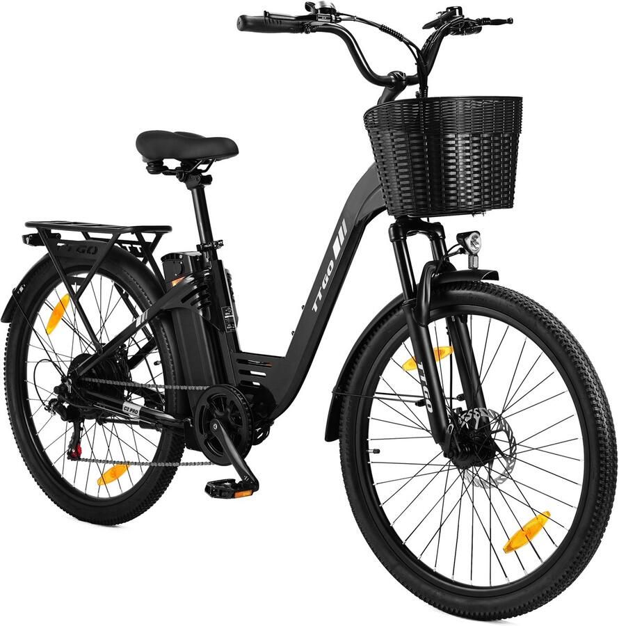 TTGO C2PRO E-bike 25 km u 26inch 80km actieradius 250W motor 36V18Ah accu 52NM zwart