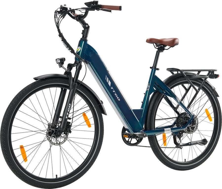 TTGO C3 PRO Elektrische Fiets 250W Motor 36V20Ah Accu Max Snelheid 25km u Max Bereik 80-120km 28 Inch Banden Shi o 7 Versnellingen Groen